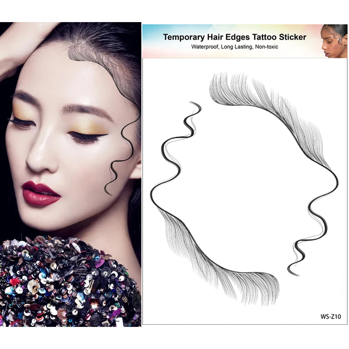 1PC Hair Tattoo Stickers Creating the Seriously Real Baby Hairs Temporary Hairline Sticker Curly Template Hair Edge Tattoo Stick