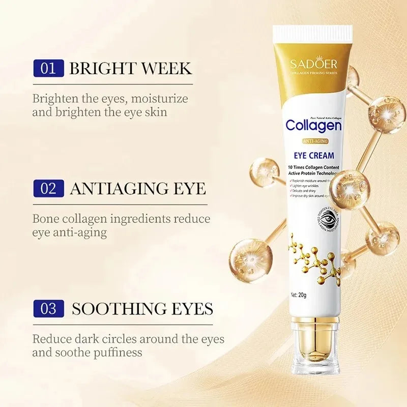 SADOER Collagen Eye Cream anti Dark Circles Eye Bags Remover Firming Moisturizing Skincare Eyes Cream Skin Care for Eyes