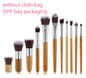 Hot 11Pcs Natural Bamboo Handle Makeup Brushes Set High Quality Foundation Blending Cosmetic Make up Tool Set with Cotton Bag