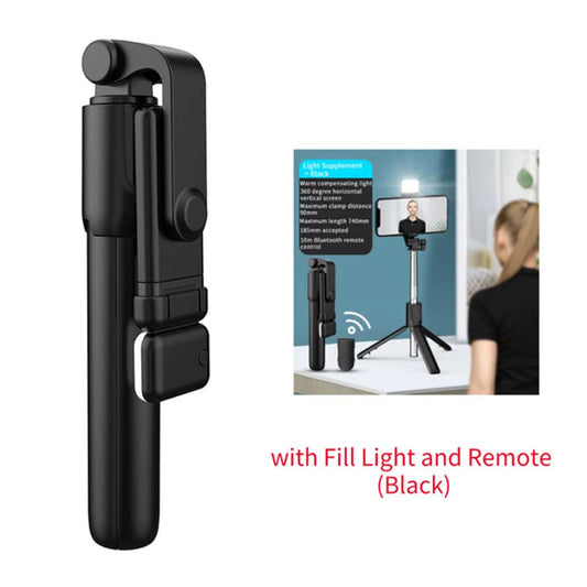 Portable Wireless Selfie Stick Tripod Stand with Light Bluetooth Remote Extendable Tripod for Mobile Phone Tiktok Live Streaming