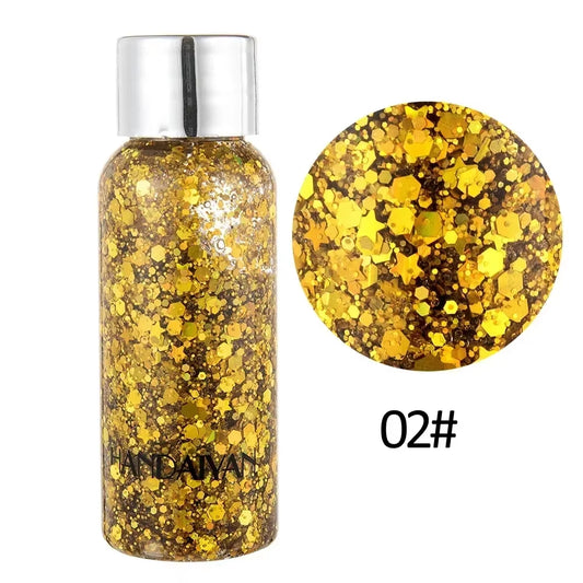HANDAIYAN 9 Color Glitter Face&Body Sequin Gel Shining Waterproof Lasting Sexy Female Stage Performance Shimmer Make up Gel 32Ml