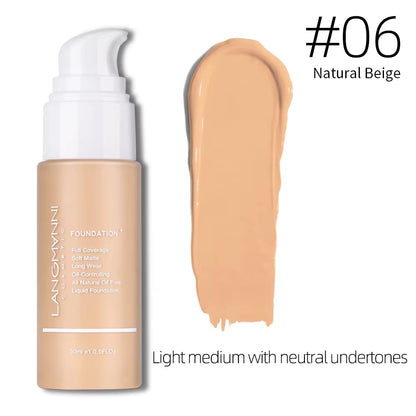 Liquid Foundation Cream for Face Concealer Oil Control Waterproof High Coverage Makeup Long-Lasting Natural Facial Cosmetics