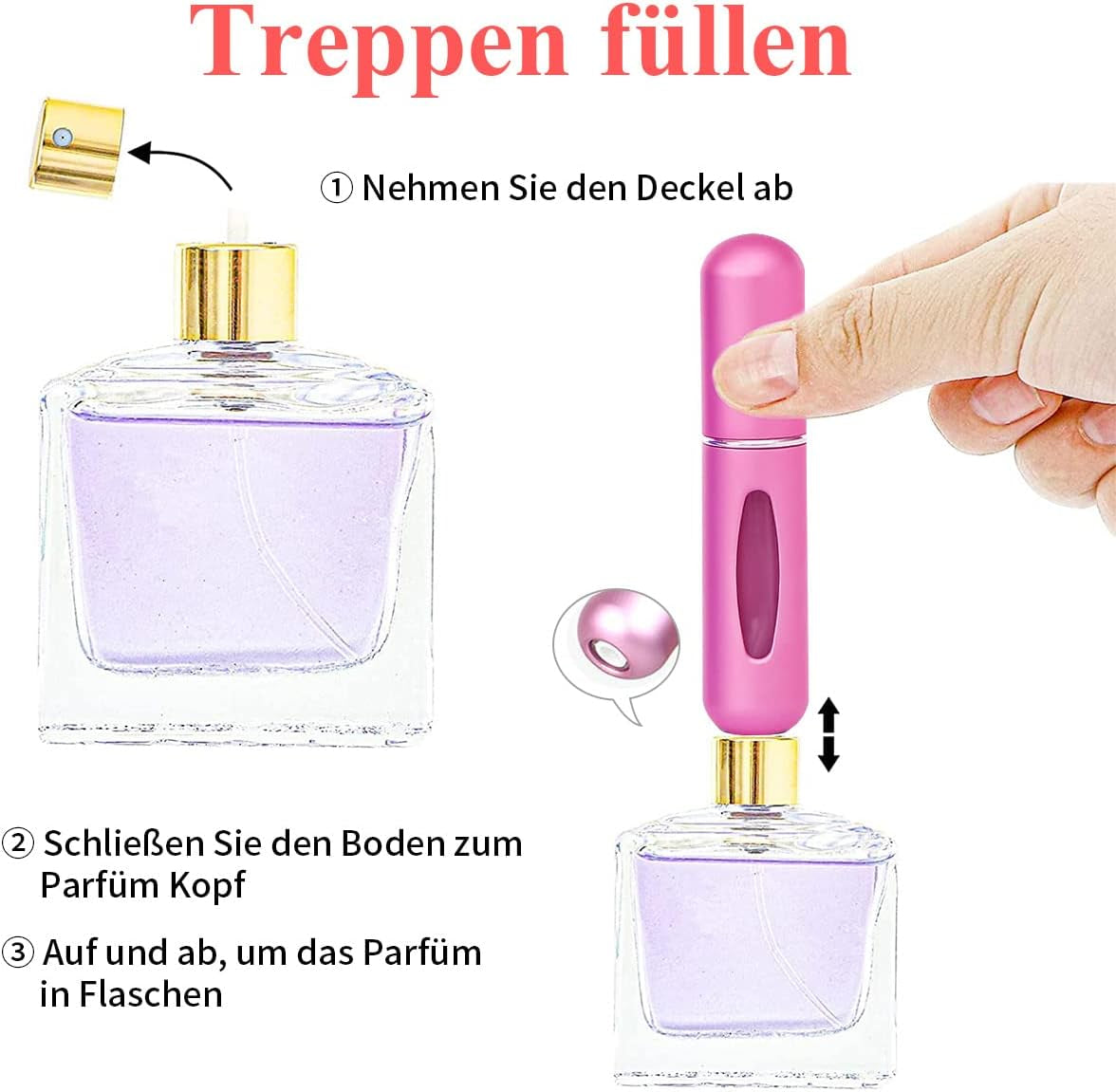 5 PCS 5Ml Perfume Atomiser Refillable Bottles, Portable Mini Spray Travel Bottle with Visual Window Perfume Travel Bottle for Purse Handbag Pocket Luggage - Holiday Essentials