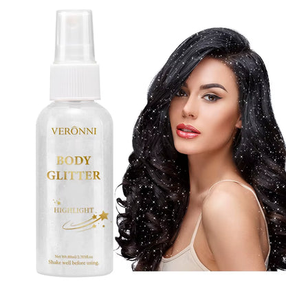 4 Color Shiny Glitter Spray Cosmetics,Liquid Full Body Glow Body Highlighter,Waterproof Long Lasting Face,Body Hair Spray Makeup