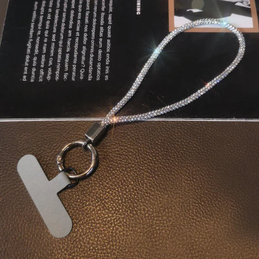 Short Wrist Style Rhinestone Women'S Full Diamond Pendant Clip Style Pendant Mobile Phone Strap Long Neck Strap anti Loss Sling