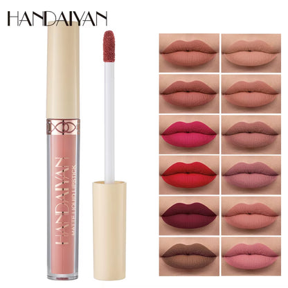 Matte Velvet 12-Color Lip Gloss Liquid Lipstick - Long-Lasting, Waterproof Lip Tint