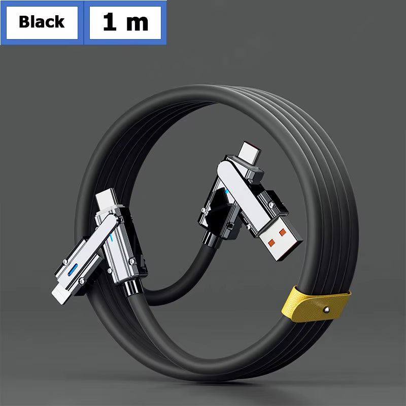2-To-2 Data Cable 100W Super Fast Charging Cables Zinc Alloy PD 4-In-1 Multi USB Type C to Lightning Type C for Phone Tablet