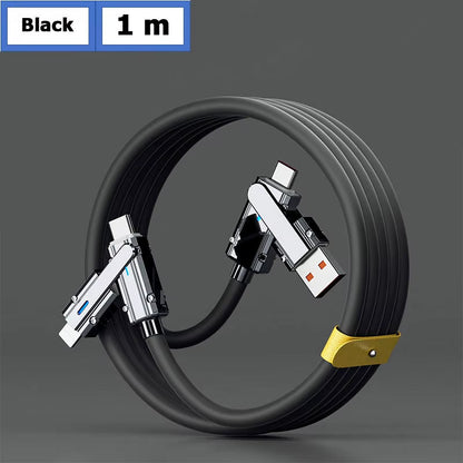 2-To-2 Data Cable 100W Super Fast Charging Cables Zinc Alloy PD 4-In-1 Multi USB Type C to Lightning Type C for Phone Tablet