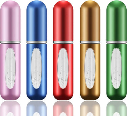 5 PCS 5Ml Perfume Atomiser Refillable Bottles, Portable Mini Spray Travel Bottle with Visual Window Perfume Travel Bottle for Purse Handbag Pocket Luggage - Holiday Essentials