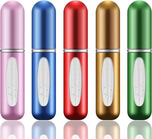 5 PCS 5Ml Perfume Atomiser Refillable Bottles, Portable Mini Spray Travel Bottle with Visual Window Perfume Travel Bottle for Purse Handbag Pocket Luggage - Holiday Essentials