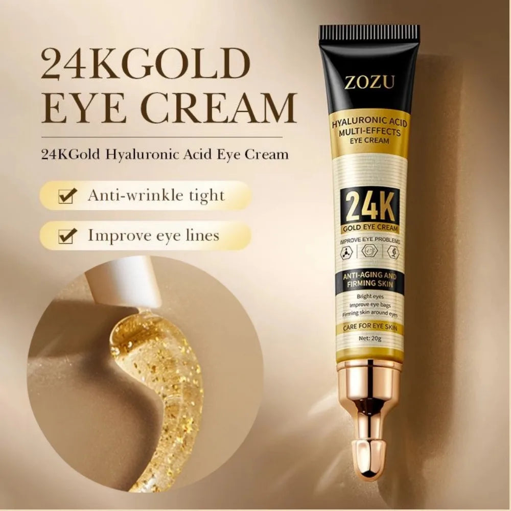 24Kgold Hyaluronic Acid Eye Cream Firming Fading Fine Lines Anti-Dark Circle Cream Hydrating Nourishing Eye Care
