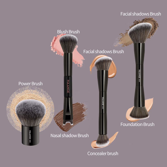 4Pcs High-End Makeup Brushes Set Dual-Head Foundation Brush Blush Contour Concealer Brush Nose Shadow Pro Brush for Gift