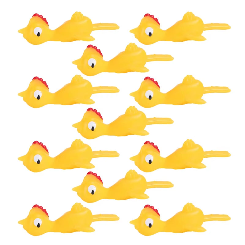 10/20/50Pcs Catapulted Ejection Chicken Toys Light Rubber Finger Prank Flying Toy Sticky Decompression Toy Birthday Party Favors