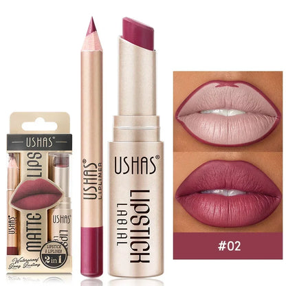 12Colors Matte Lipstick Waterproof Lip Liner High Pigmented Lasting Lip Gloss 2 in 1 Lipstick Set Makeup Cosmetics Beauty Lips