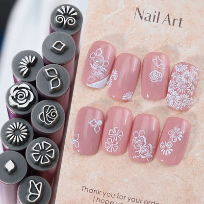 4/6/10/20Pcs Purple Nail Art Stamping Pens DIY Flower Graffiti Drawing Pen Nail Art Printing Templates Precision Nail Stamp Tool