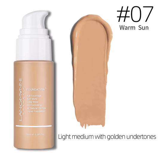 Liquid Foundation Cream for Face Concealer Oil Control Waterproof High Coverage Makeup Long-Lasting Natural Facial Cosmetics