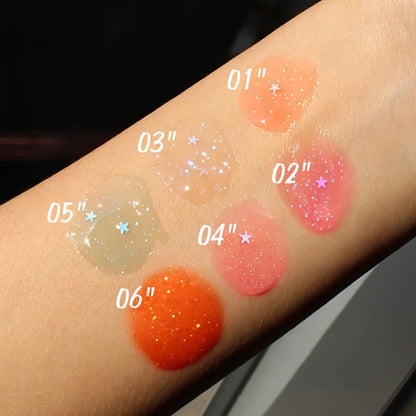 6Pcs Mini Pearl Lip Gloss Lip Glaze Orange Pink Full Shining Lip Glaze Set