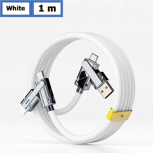 2-To-2 Data Cable 100W Super Fast Charging Cables Zinc Alloy PD 4-In-1 Multi USB Type C to Lightning Type C for Phone Tablet
