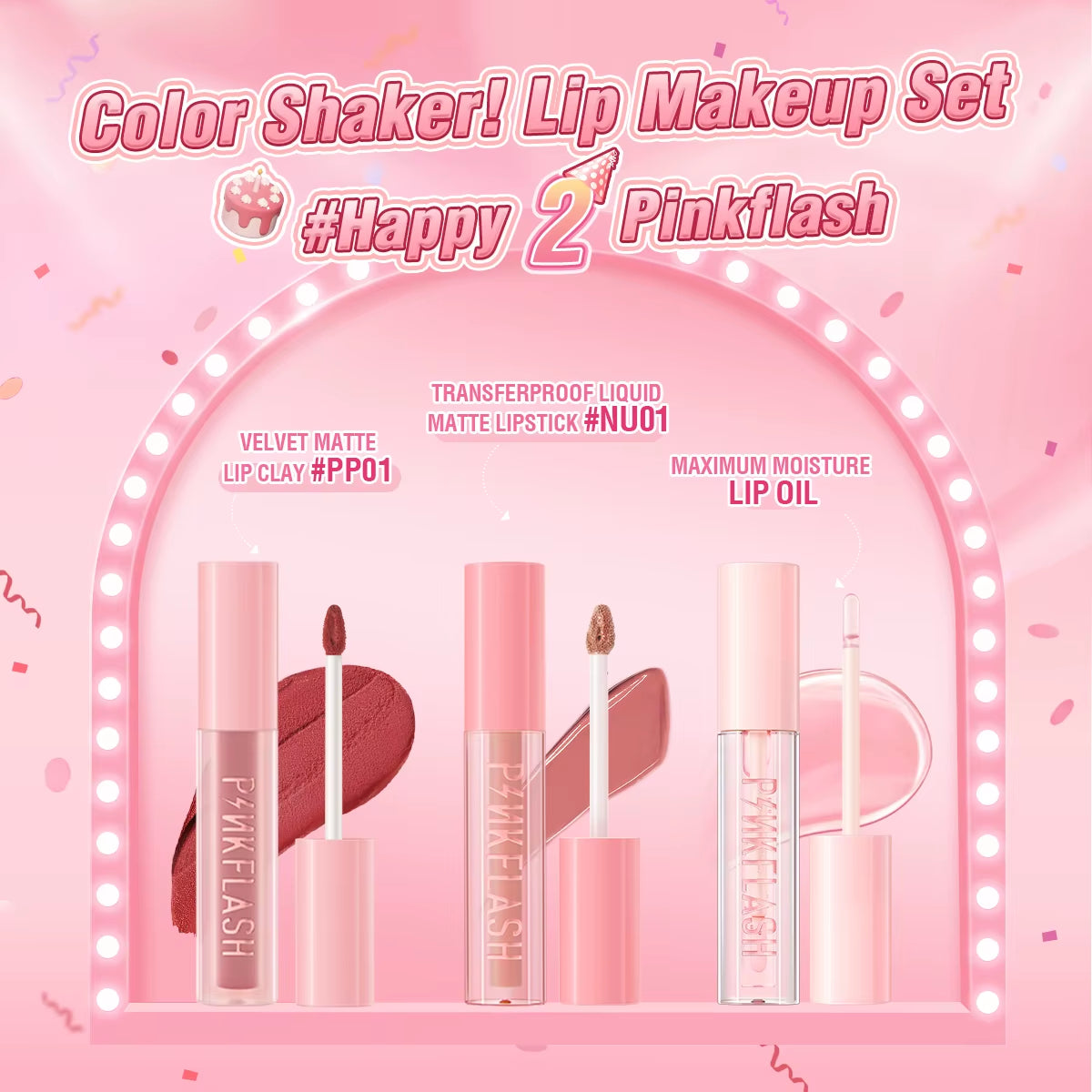 2 Anniversary Full Makeup Sets Waterproof Liquid Lipstick Face Concealer Eyeshadow Palette Mascara Eyebrow Cosmetics