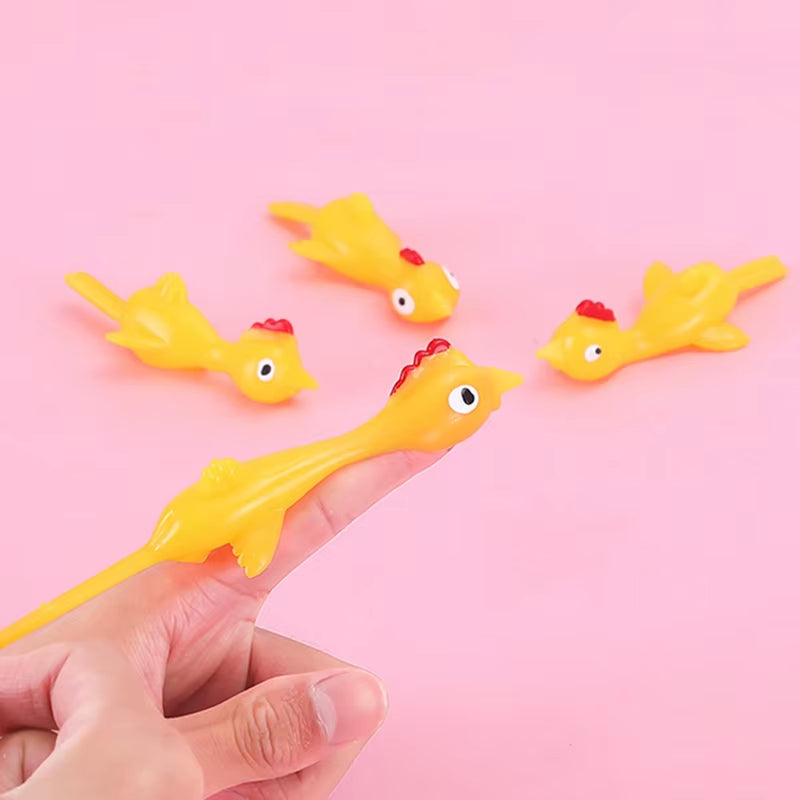 10/20/50Pcs Catapulted Ejection Chicken Toys Light Rubber Finger Prank Flying Toy Sticky Decompression Toy Birthday Party Favors