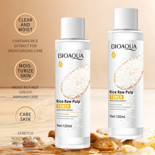 Rice Raw Pulp Face Toner Moisturizing Water Brightening Lifting Deep Facial Cleanser for Young Glowy Korean Skin Care