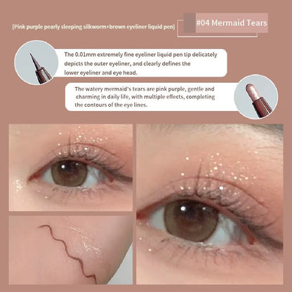 Double Head Eyeliner Pen Very Fine Tip Lying Silkworm Eye Brightening Waterproof and Durable Not Easy to Halo Dye Natural