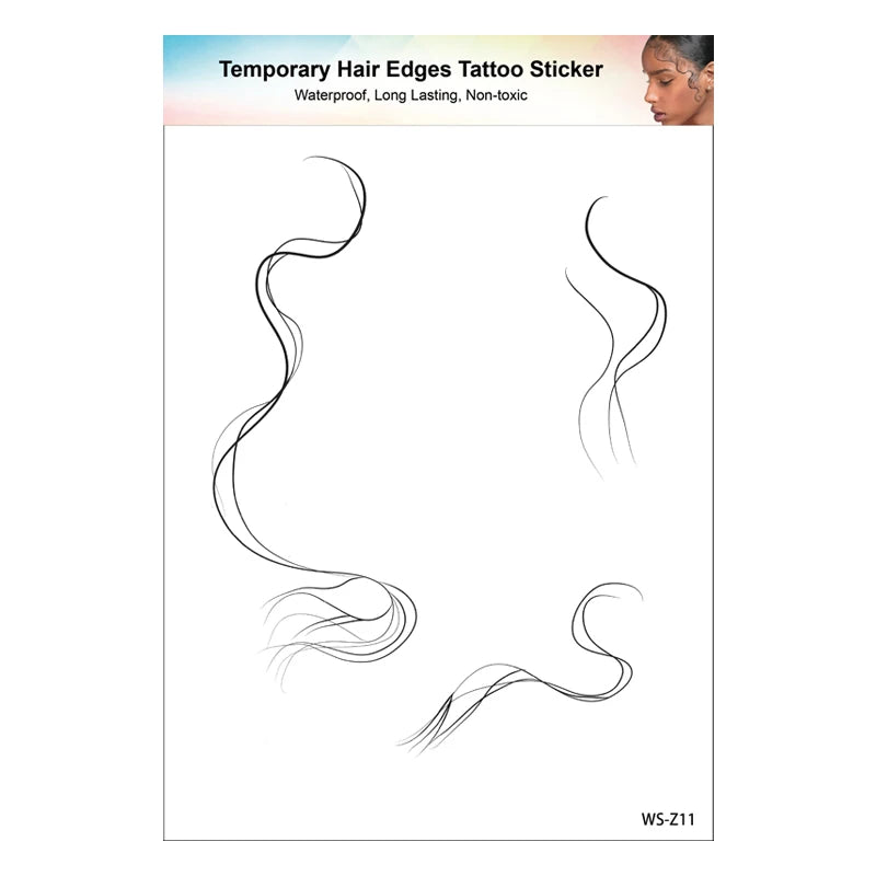 1PC Hair Tattoo Stickers Creating the Seriously Real Baby Hairs Temporary Hairline Sticker Curly Template Hair Edge Tattoo Stick