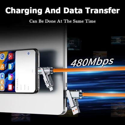 2-To-2 Data Cable 100W Super Fast Charging Cables Zinc Alloy PD 4-In-1 Multi USB Type C to Lightning Type C for Phone Tablet