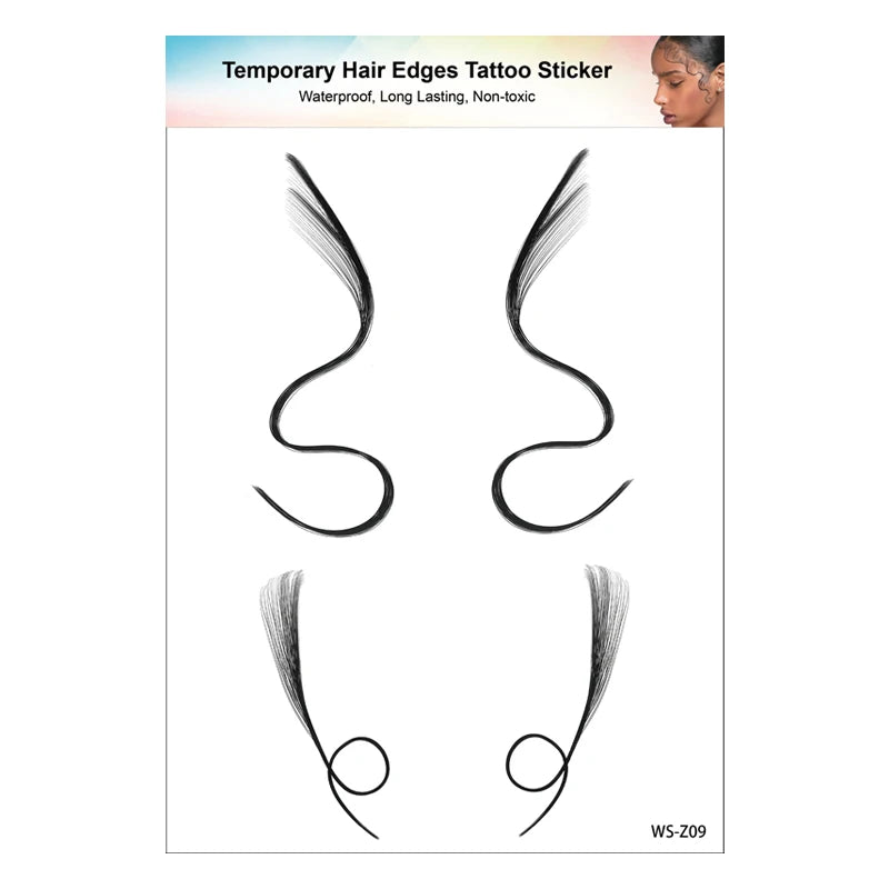 1PC Hair Tattoo Stickers Creating the Seriously Real Baby Hairs Temporary Hairline Sticker Curly Template Hair Edge Tattoo Stick