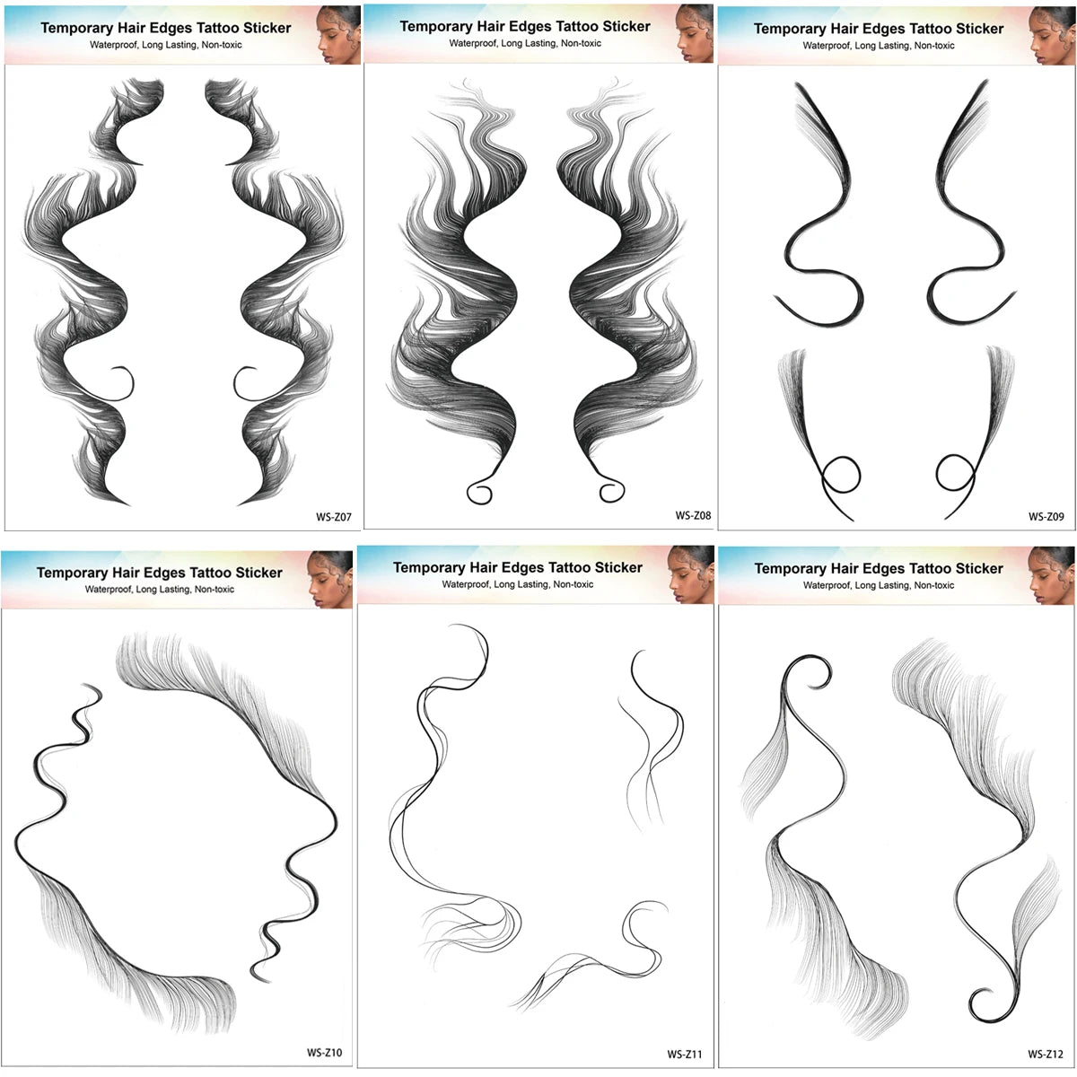 1PC Hair Tattoo Stickers Creating the Seriously Real Baby Hairs Temporary Hairline Sticker Curly Template Hair Edge Tattoo Stick