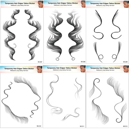 1PC Hair Tattoo Stickers Creating the Seriously Real Baby Hairs Temporary Hairline Sticker Curly Template Hair Edge Tattoo Stick
