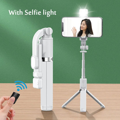 Portable Bluetooth Selfie Stick Retractable Multifunctional 103CM Phone Holdetripod with Selfie Light Wireless Remote Shutter