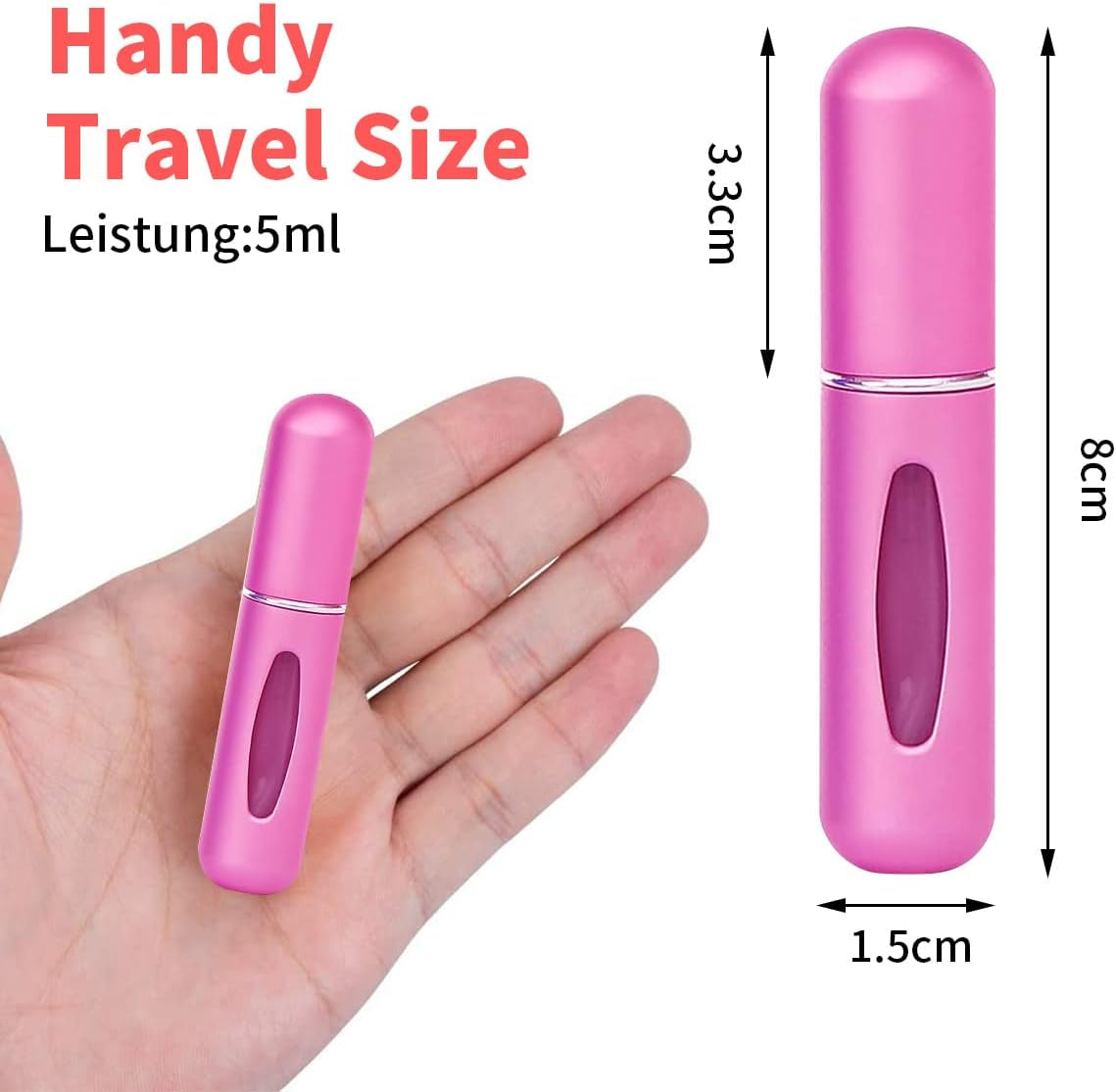 5 PCS 5Ml Perfume Atomiser Refillable Bottles, Portable Mini Spray Travel Bottle with Visual Window Perfume Travel Bottle for Purse Handbag Pocket Luggage - Holiday Essentials
