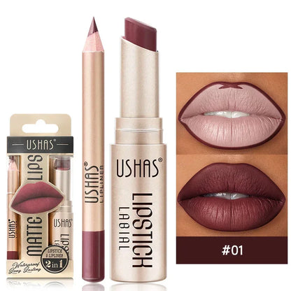 12Colors Matte Lipstick Waterproof Lip Liner High Pigmented Lasting Lip Gloss 2 in 1 Lipstick Set Makeup Cosmetics Beauty Lips