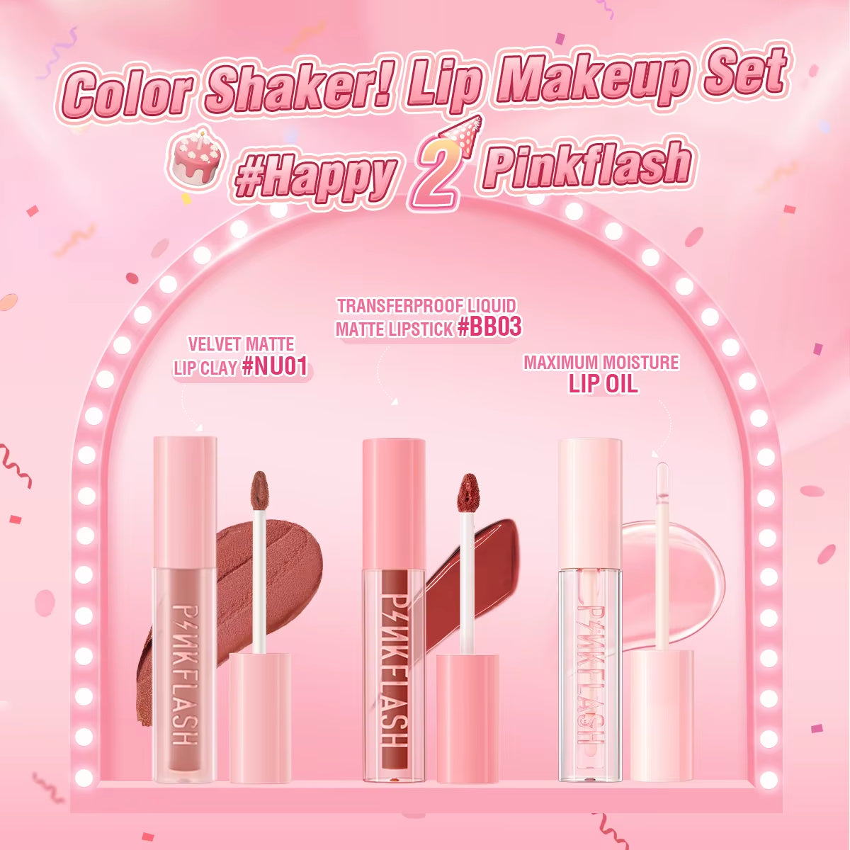 2 Anniversary Full Makeup Sets Waterproof Liquid Lipstick Face Concealer Eyeshadow Palette Mascara Eyebrow Cosmetics