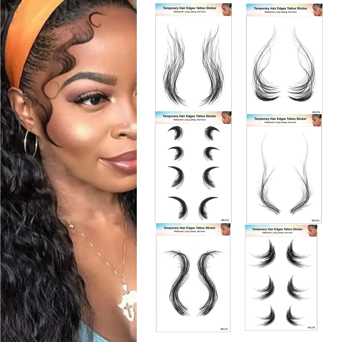 1PC Hair Tattoo Stickers Creating the Seriously Real Baby Hairs Temporary Hairline Sticker Curly Template Hair Edge Tattoo Stick