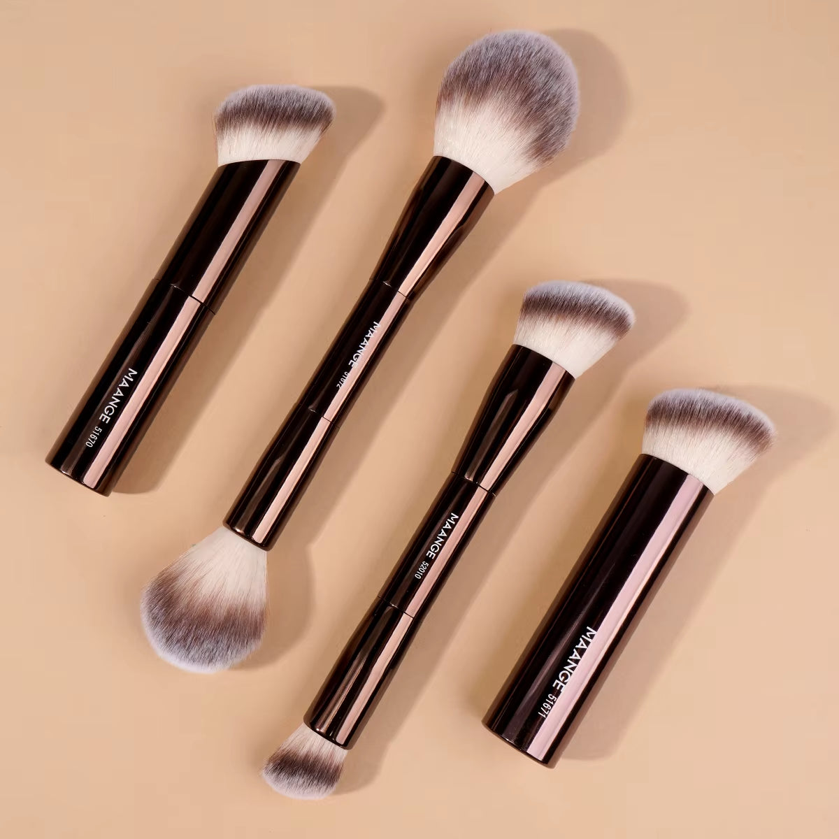 4PCS Makeup Brush Set Double Head Foundation Powder Contour Brush for Flawless Makeup Soft Fluffy Hair Makeup Tools