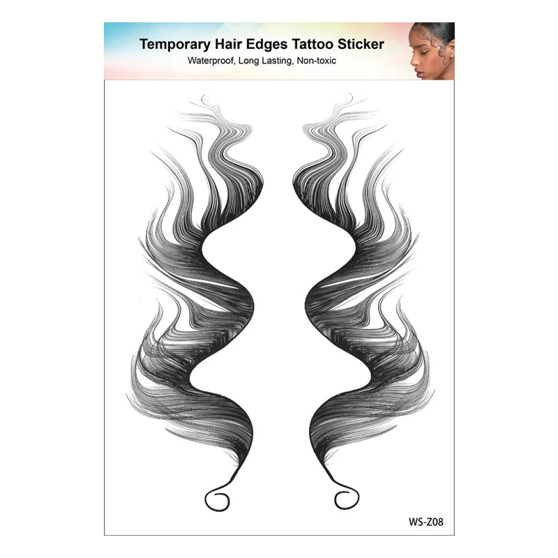 1PC Hair Tattoo Stickers Creating the Seriously Real Baby Hairs Temporary Hairline Sticker Curly Template Hair Edge Tattoo Stick