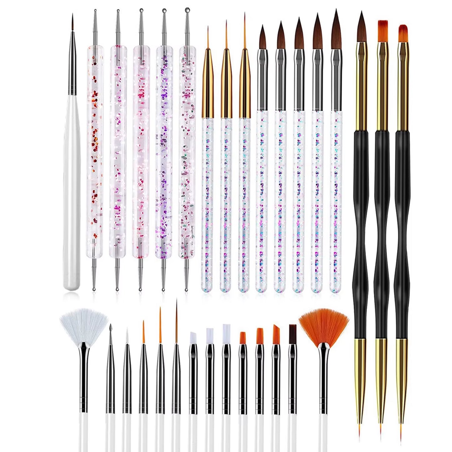 31Pcs Nail Brush Pen Set Wirh Storage Box Nail Art Liner Brush UV Gel Painting Acrylic Nail Tool Nail Art Beauty Tool Manicure