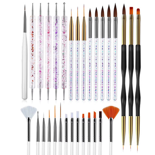 31Pcs Nail Brush Pen Set Wirh Storage Box Nail Art Liner Brush UV Gel Painting Acrylic Nail Tool Nail Art Beauty Tool Manicure