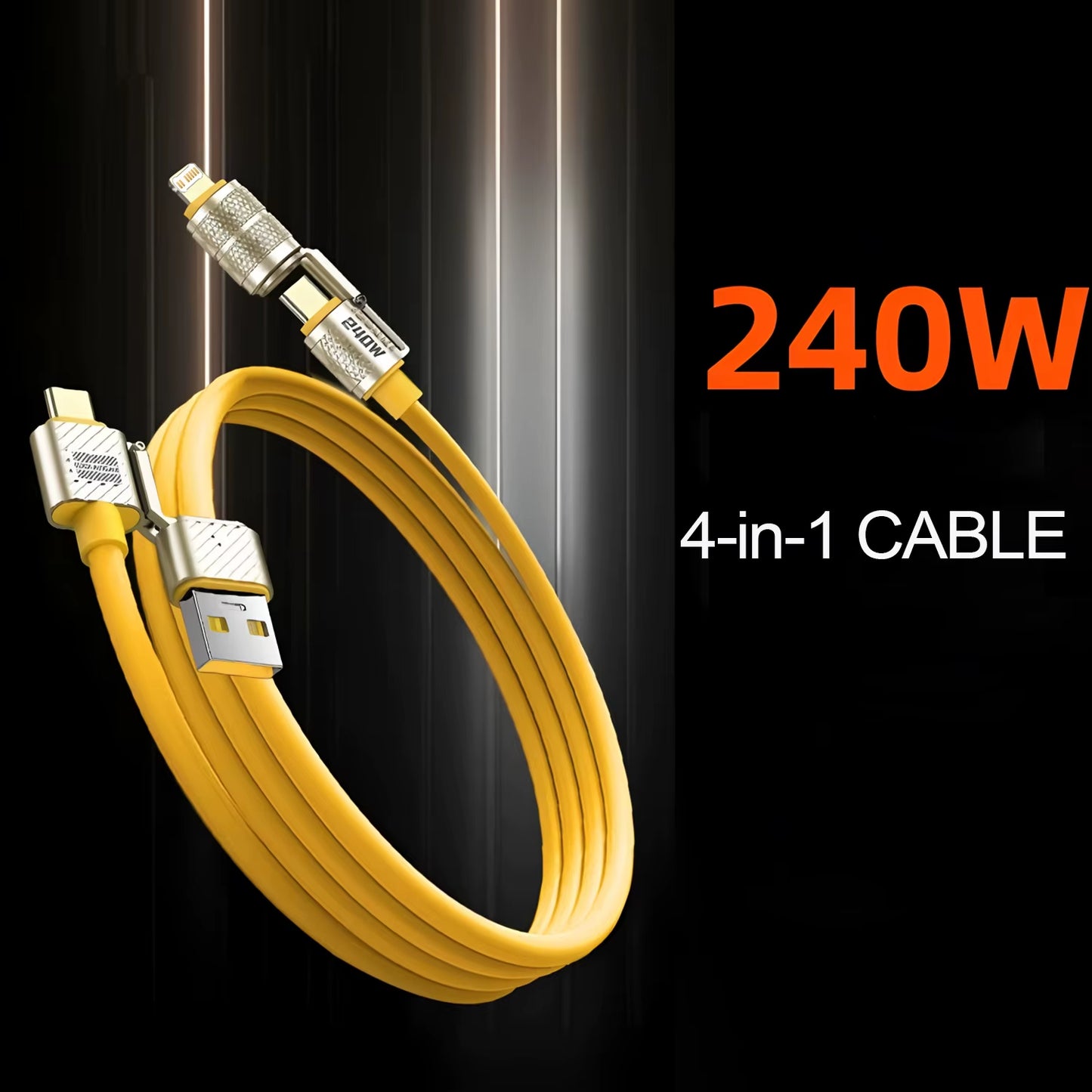 4-In-1 Kirsite Cable 240W Super Fast Charging Multiple Functions for Iphone8-16 Proma Ipad Notebook Tablet Mobile Phone Samsung