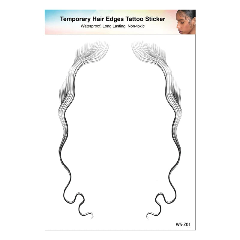 1PC Hair Tattoo Stickers Creating the Seriously Real Baby Hairs Temporary Hairline Sticker Curly Template Hair Edge Tattoo Stick