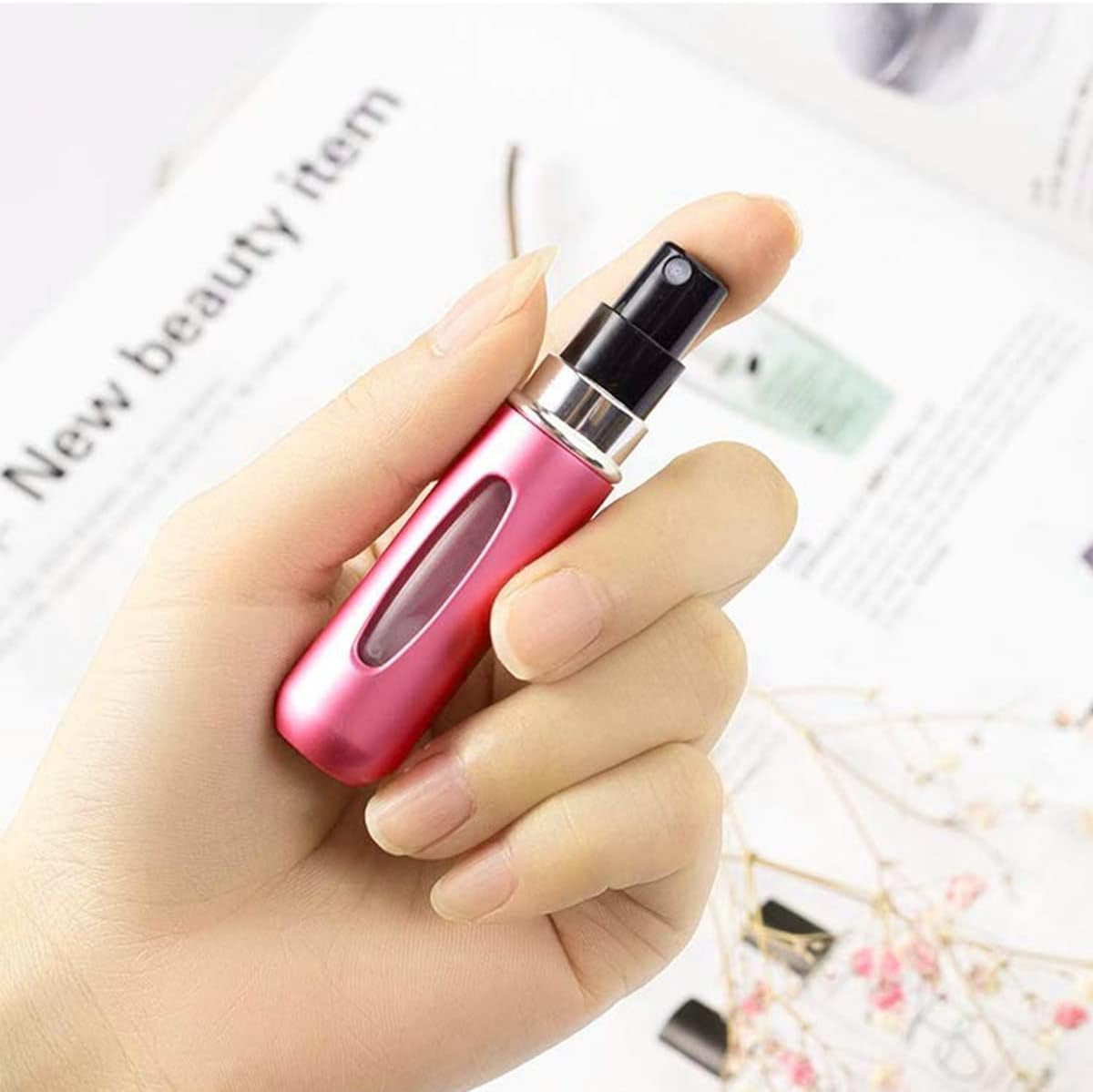 5 PCS 5Ml Perfume Atomiser Refillable Bottles, Portable Mini Spray Travel Bottle with Visual Window Perfume Travel Bottle for Purse Handbag Pocket Luggage - Holiday Essentials