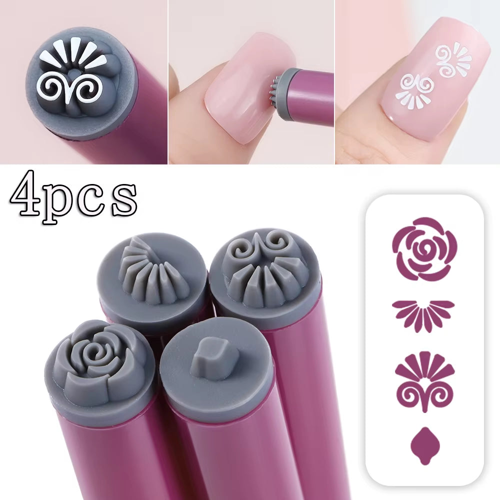 4/6/10/20Pcs Purple Nail Art Stamping Pens DIY Flower Graffiti Drawing Pen Nail Art Printing Templates Precision Nail Stamp Tool