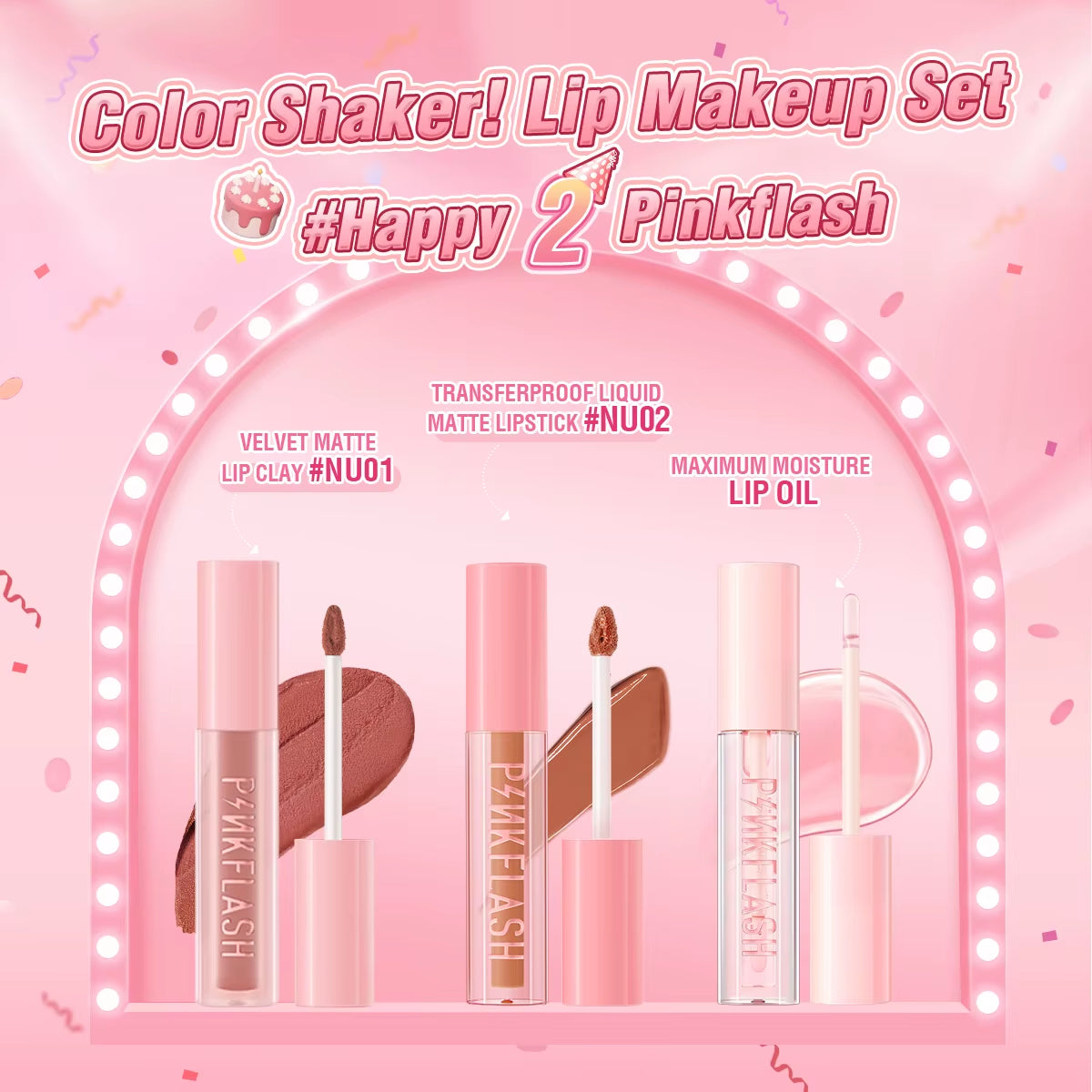 2 Anniversary Full Makeup Sets Waterproof Liquid Lipstick Face Concealer Eyeshadow Palette Mascara Eyebrow Cosmetics