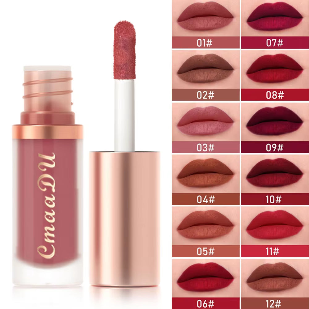1Pcs Waterproof Matte Velvet Lip Glaze Moisturizing Long Lasting Non-Stick Cup Not Easy to Fade Lip Gloss Lipstick Makeup
