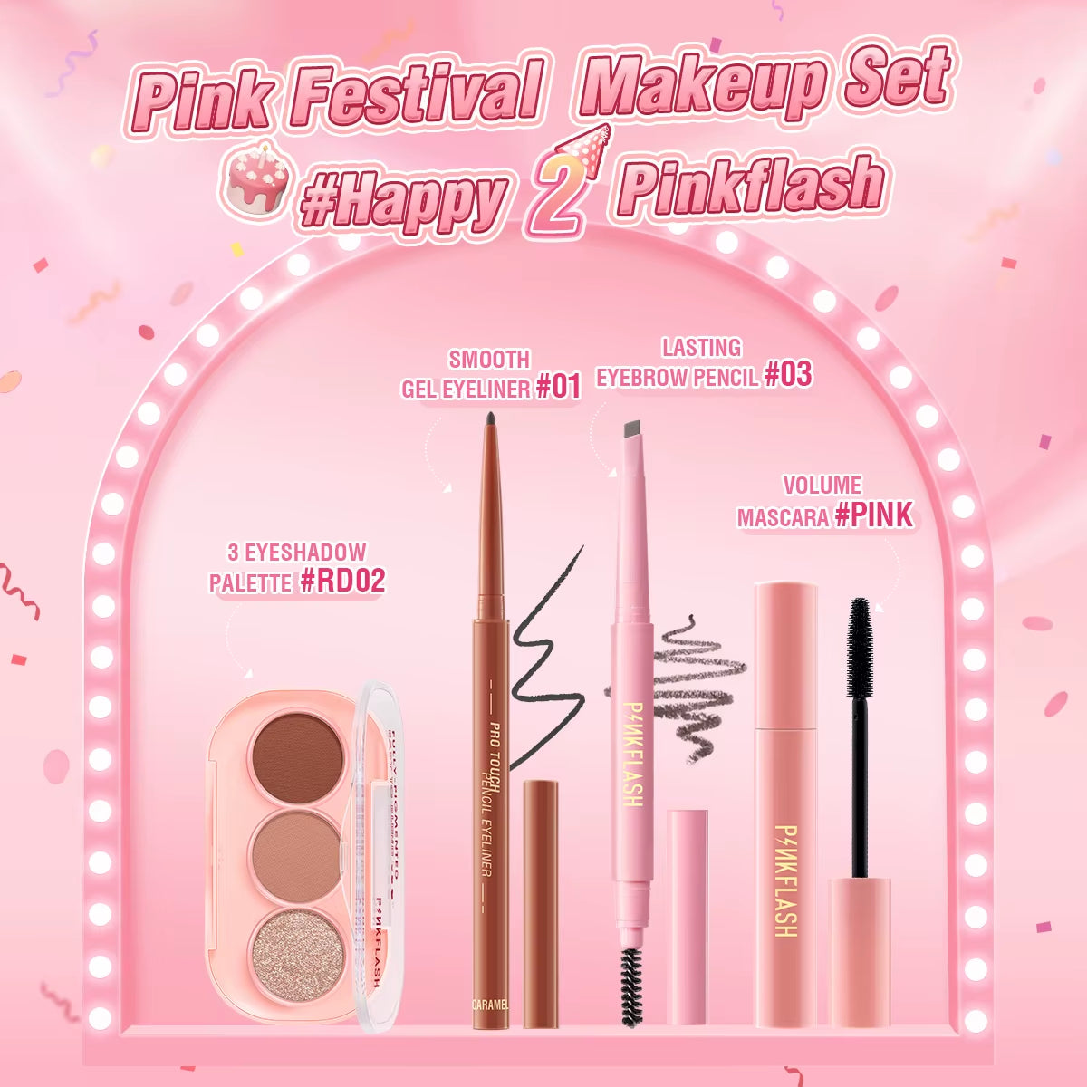 2 Anniversary Full Makeup Sets Waterproof Liquid Lipstick Face Concealer Eyeshadow Palette Mascara Eyebrow Cosmetics