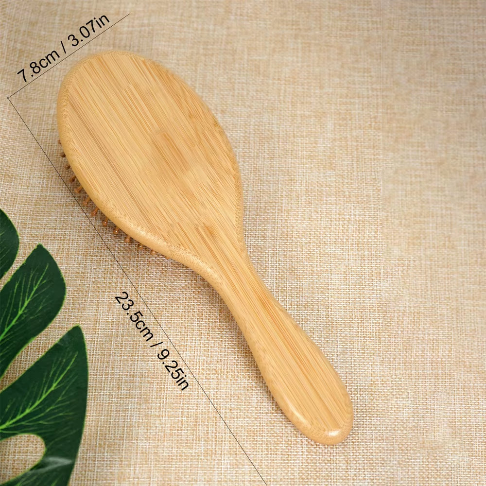 1Pc Premium Bamboo Hair Brush Set with Elegant Gift Box Wide-Tooth Detangler&Scalp Massager for Men/Women