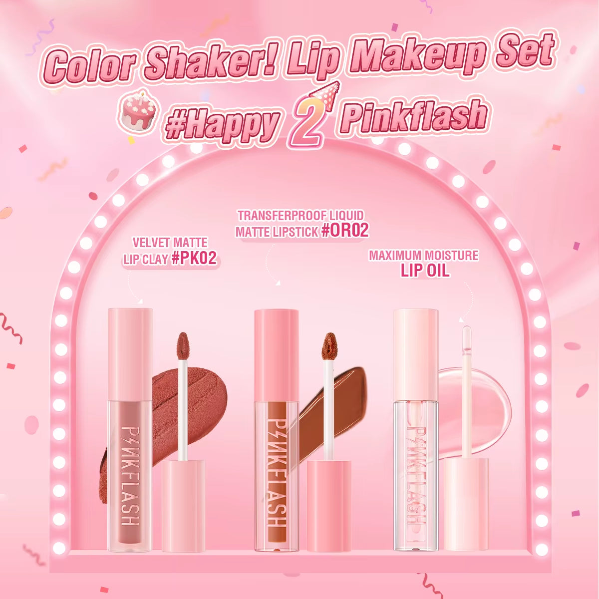 2 Anniversary Full Makeup Sets Waterproof Liquid Lipstick Face Concealer Eyeshadow Palette Mascara Eyebrow Cosmetics