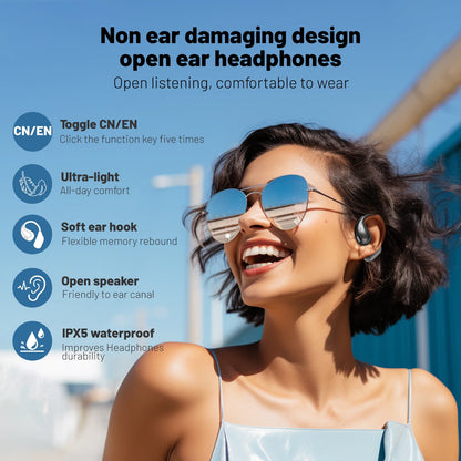 OWS Wireless Bluetooth Headphones HiFi Music Earphone Sport Waterproof Headsets With Mic Earbuds Comfortable wear,freeshippings